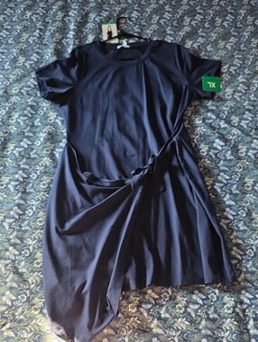 Threads 4 Thought Navy Short Sleeve Tie-Waist Mini Dress